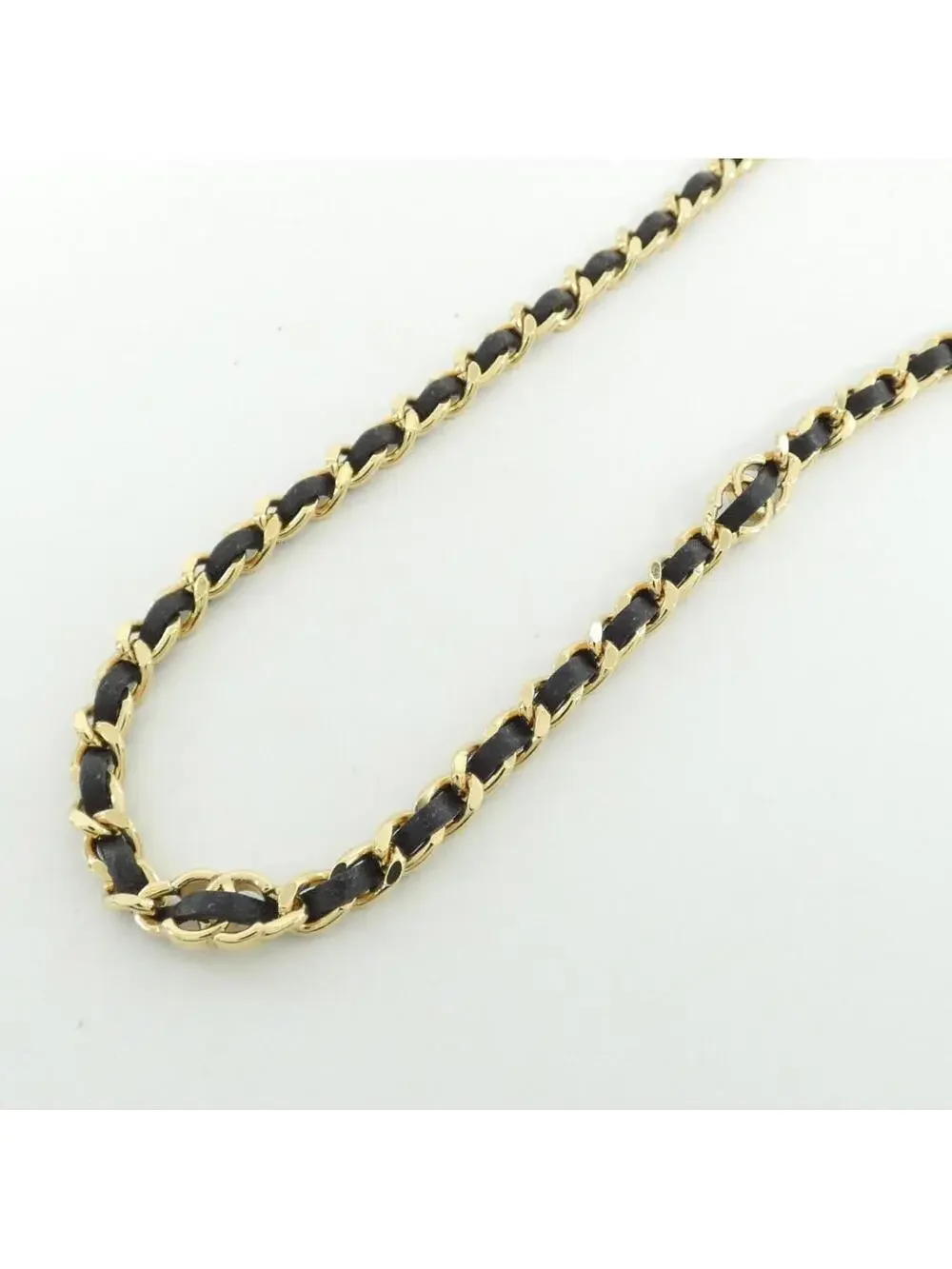 Chanel Pendant Necklace Black Leather #327508C13B